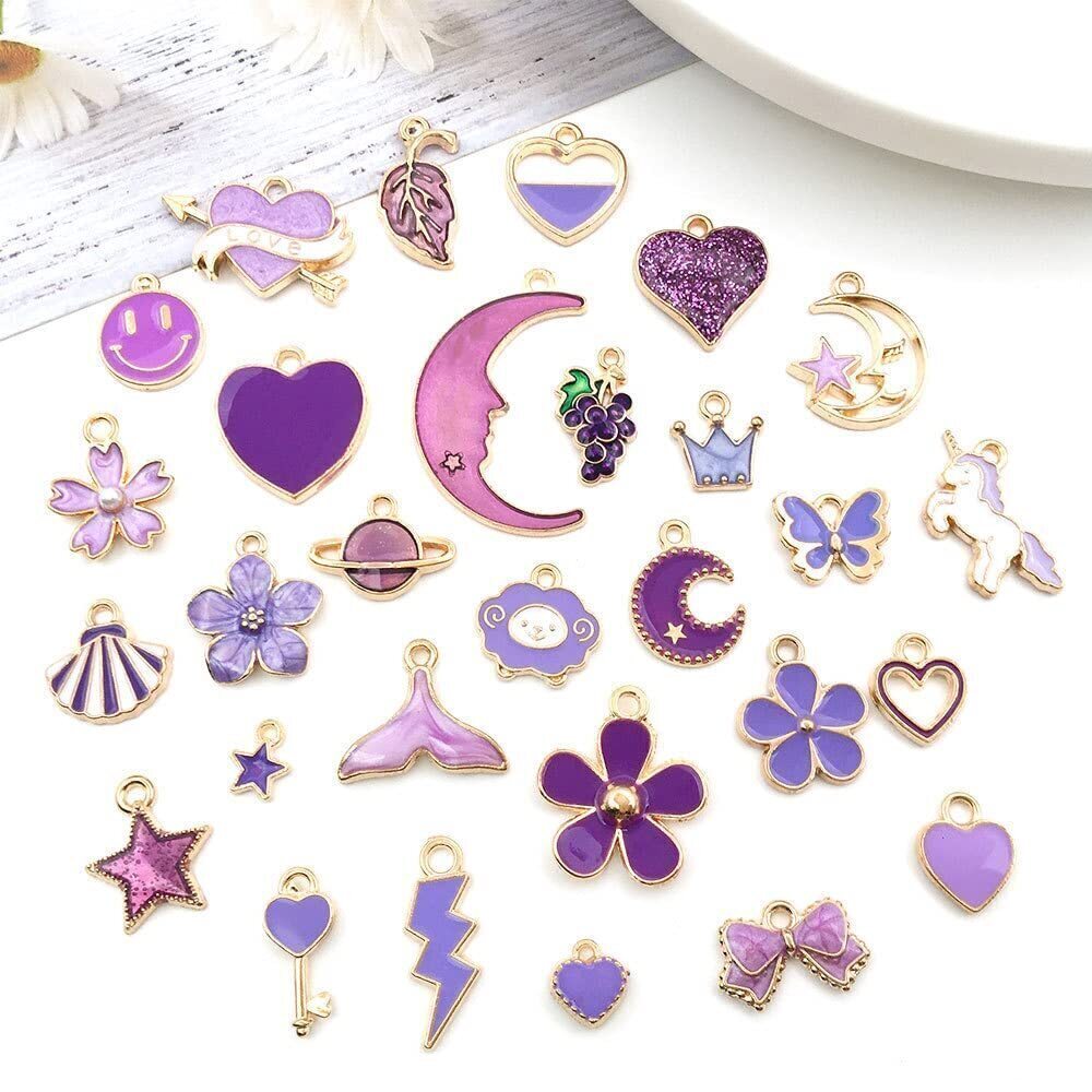 1856 Charms for Jewelry Making, 31PCS Mixed Bulk Metal Necklace Earring
